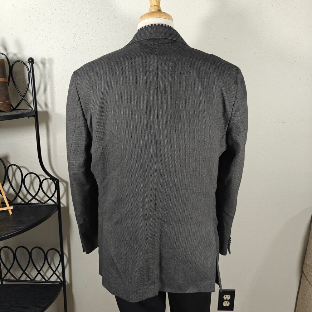 Van Heusen Studio Men's Sport Coat Blazer Two Button Gray Polyester Rayon 44L - Picture 10 of 13